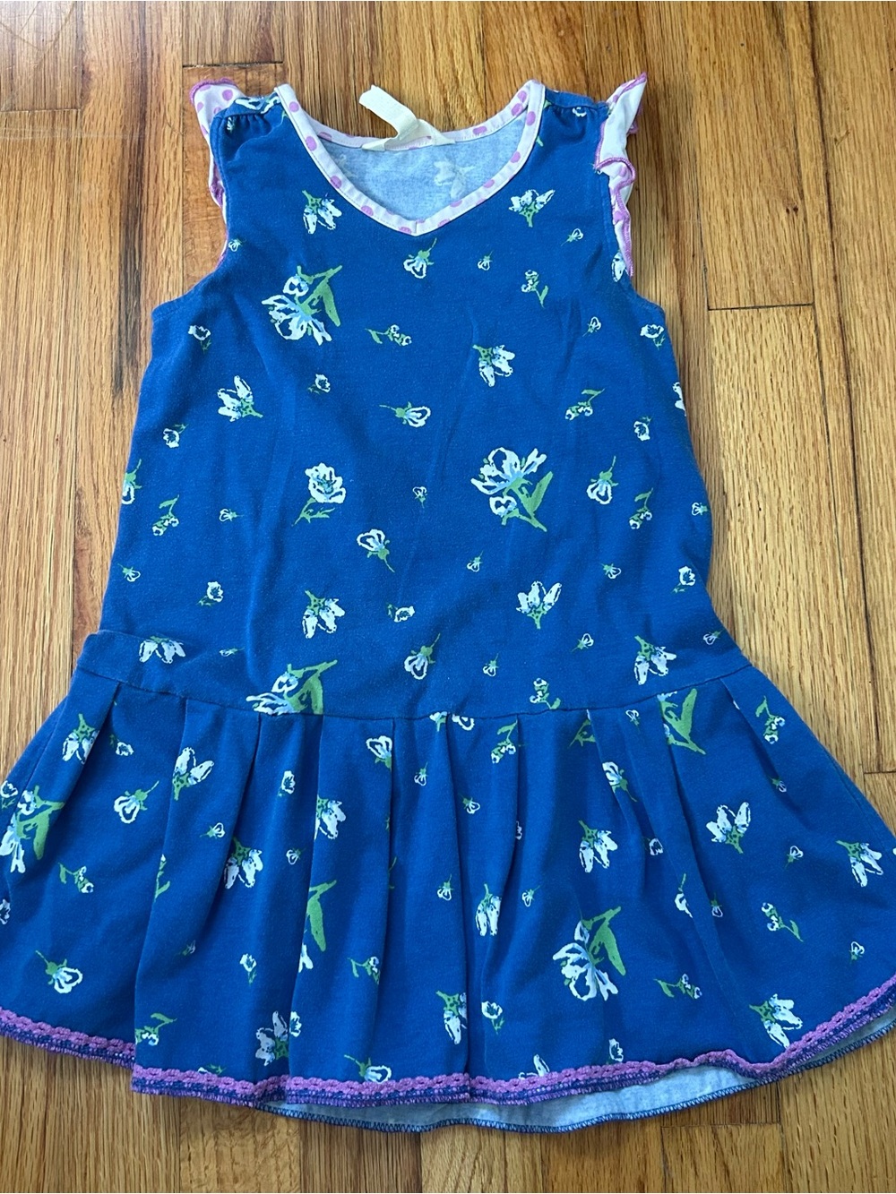 Matilda Jane Photo op Dress Flutter Sleeves Floral Blue White Purple size 4
